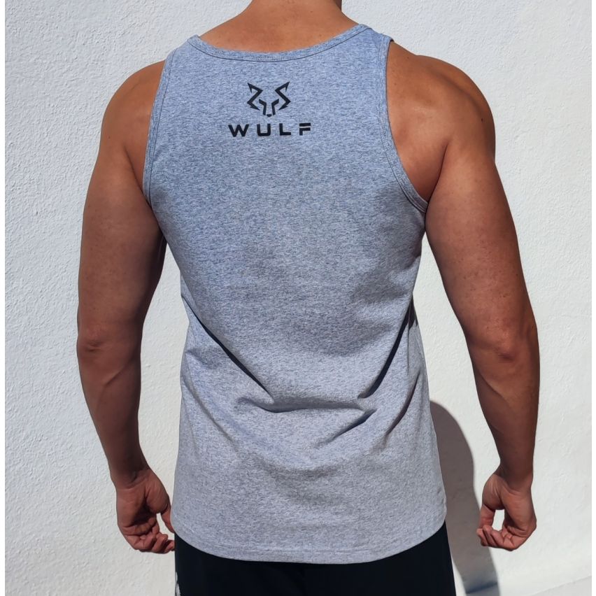 Standard Cut Mens Bull Print Grey Gym Vest Stringer