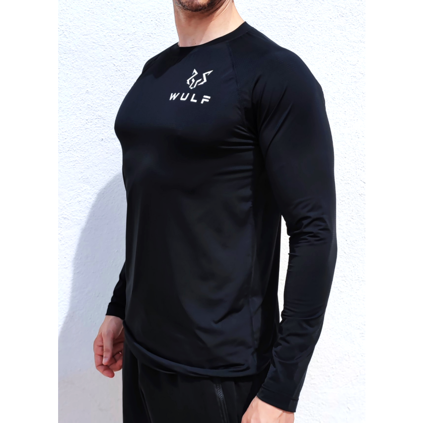 Air Flow Breathable Seamless Long Sleeve T-Shirt In Black